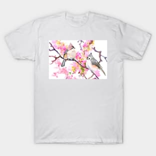 Titmice and Cherry Blossom T-Shirt